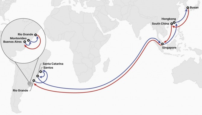 FL2(Far East Asia - East Latin America Service 2) 서비스. 사진=HMM