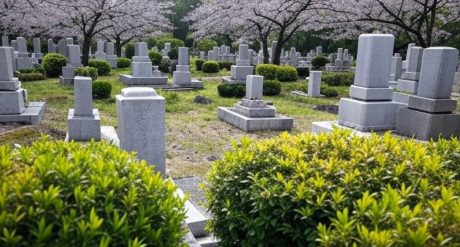 일본은 고인의 유튜브 채널, SNS 계정 등을 '디지털 유산'으로 규정하고 있다.사진은 일본 공동묘지 전경. 사진=그록(Grok, AI 생성물)