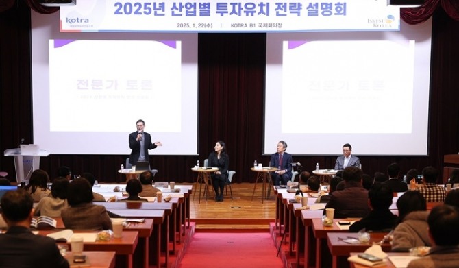 KOTRA는 이달 22일 29개 지자체 및 경제자유구역청과 ‘2025년 산업별 투자유치 전략 설명회’를 개최했다. 사진=코트라