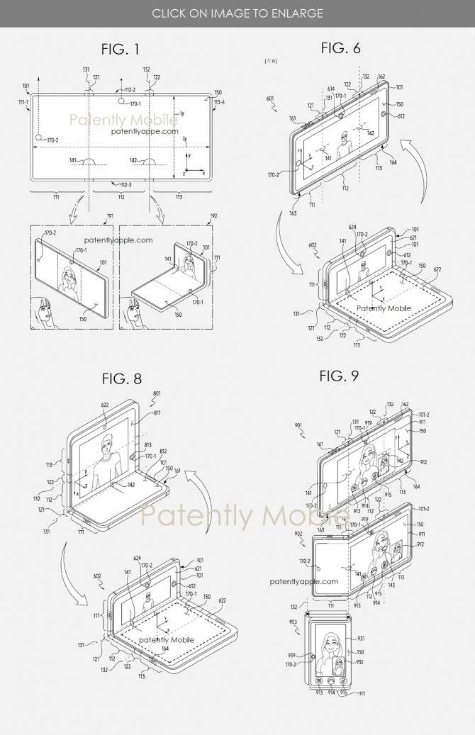 최근 삼성전자가 특허 등록한 트리플 폴드 스마트폰 이미지. 사진=페이턴틀리애플