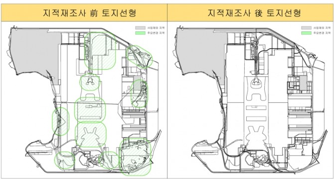 인천국제공항공사가 시행한 지적재조사를 통해 변경된 토지경계 현황. 이미지=인천국제공항공사