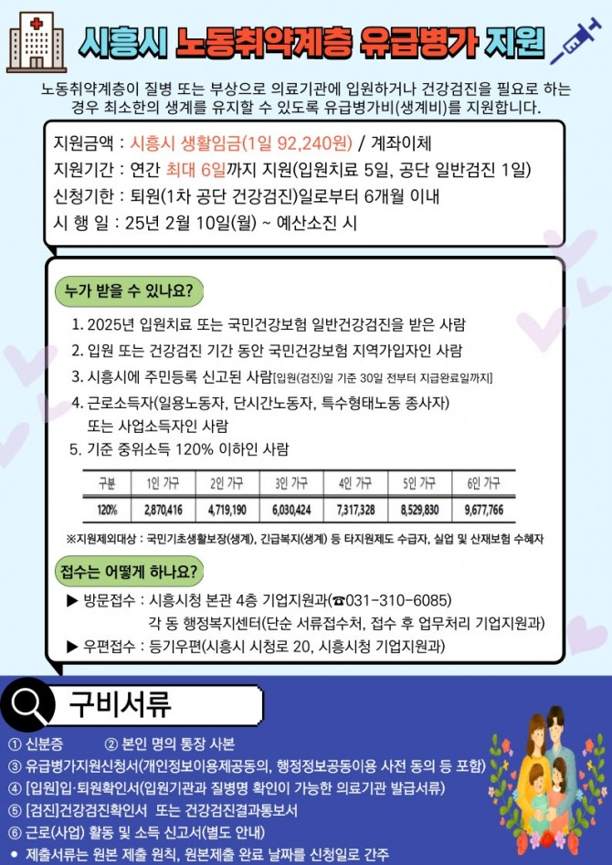 시흥시가‘2025년 노동취약계층 유급병가 지원사업’을 2월 10일부터 시행한다. 포스터=시흥시