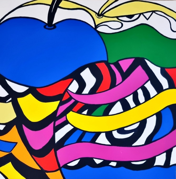 C-apple, 38×38cm, Acrylic on canvas, 2024