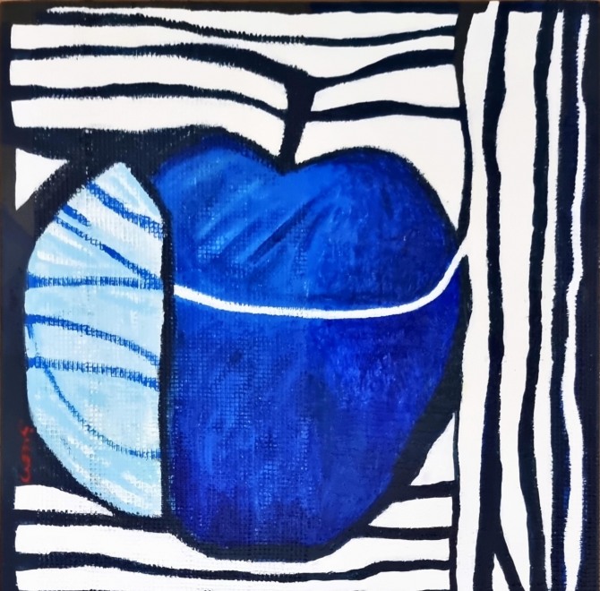 C-apple, 38×38cm, mixed media on Korean paper