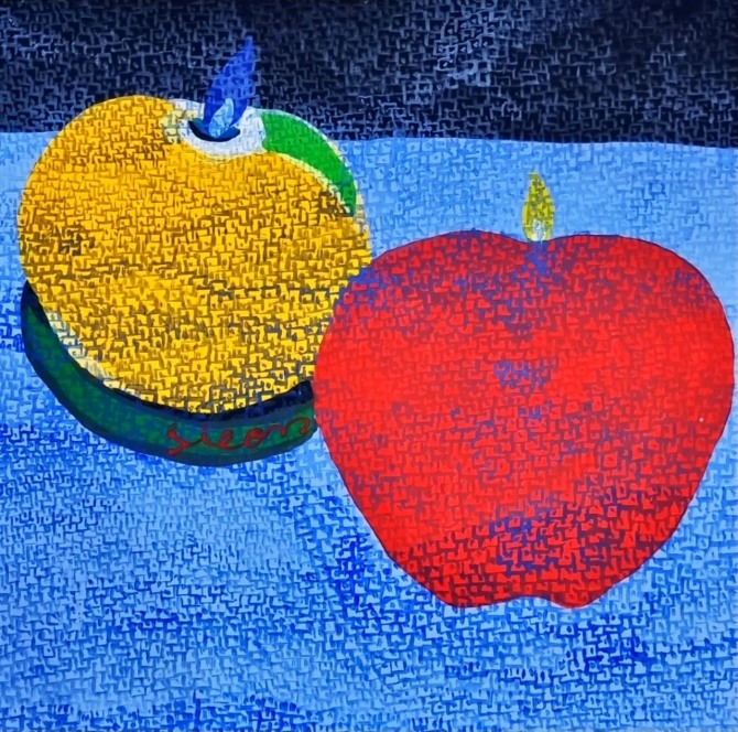 C-apple, 38×38cm, mixed media on Korean paper