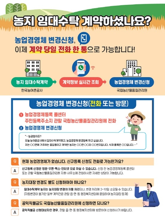 농지 임대수탁 계약 안내 포스터. 사진=한국농어촌공사