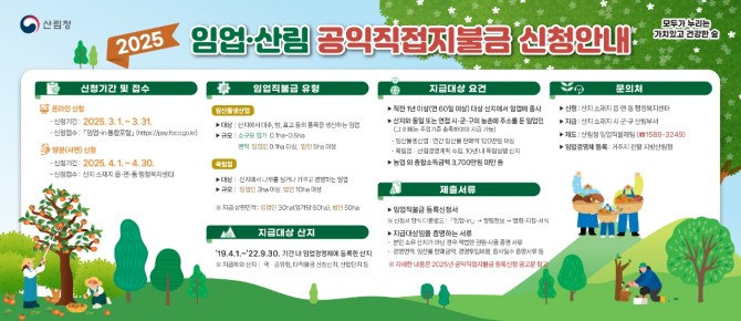 보성군, 2025년 임업․산림직불금 3월부터 신청하세요!_2025년 임업직불금 신청안내 포스터 / 전남 보성군=제공