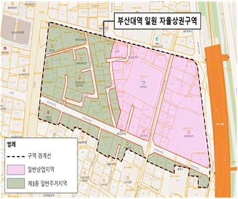 부산대역 일원 자율상권구역표. 사진=부산시