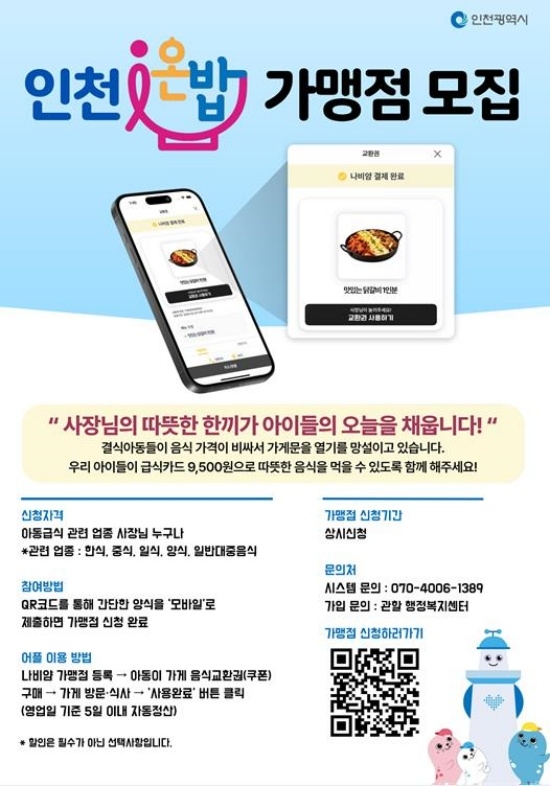 아동급식카드 배달사업 홍보물. 자료=인천시