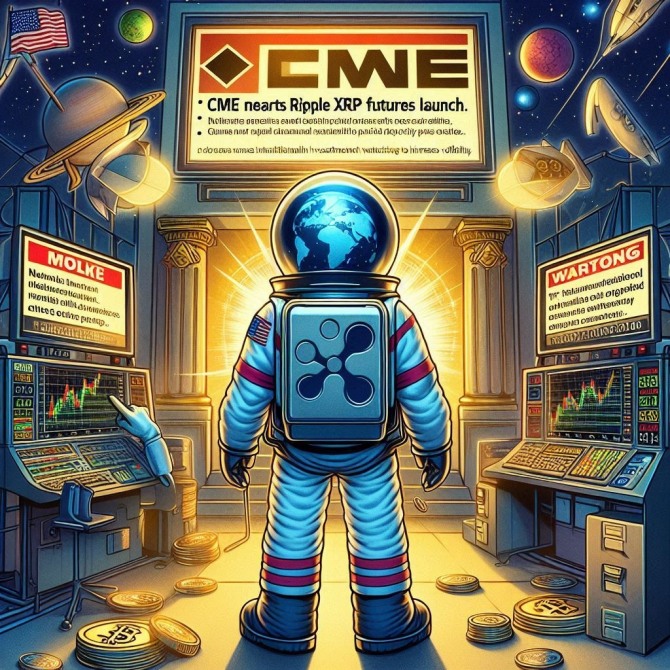 시카고상품거래소(CME)가 13일(현지시각) XRP 보유자들에게 오는 19일 선물 상품이 출시된다며 주의를 당부했다. 사진=이미지크리에이터