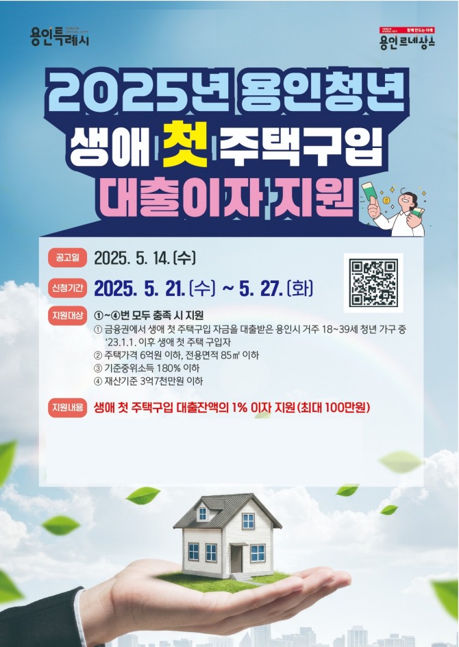 2025년 용인 청년 생애 첫 주택구입 대출이자 지원 홍보 포스터. 자료=용인특례시
