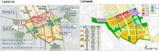 인천시 사월마을 일원 도시개발사업 마스터플랜 위치도와 필지. 자료=인천시