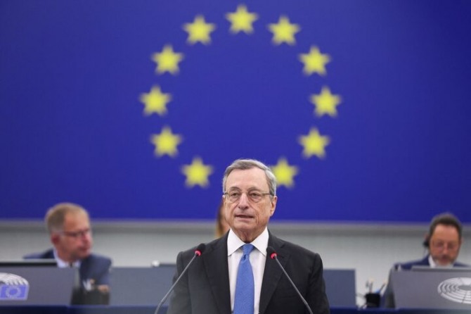 마리오 드라기 전 유럽중앙은행(ECB) 총재가 2024년 9월 17일 프랑스 스트라스부르에서 열린 유럽의회에서 유럽 경쟁력의 미래에 대한 보고서를 발표하고 있다. 사진=로이터