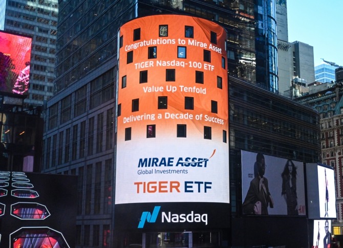 뉴욕 전광판에 표출된 미래에셋 'TIGER ETF' 브랜드. 사진=미래에셋자산운용