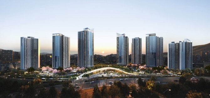 26일 정비업계에 따르면 HDC현대산업개발이 지난 25일 열린 부산 연산10구역 재개발 시공사 선정 총회에서 참석 조합원 437명 중 403표를 얻어 시공사로 최종 선정됐다.   부산 연산10구역 재개발 조감도. 사진=HDC현대산업개발