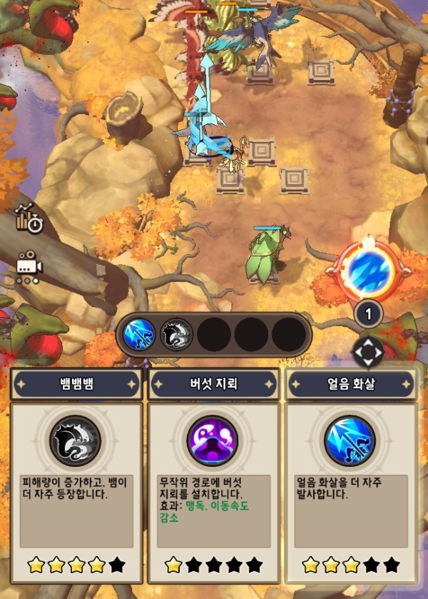 '뱀파이어 서바이버'류 게임에서 익숙한 3지 선택형 성장 요소. 사진=컴투스