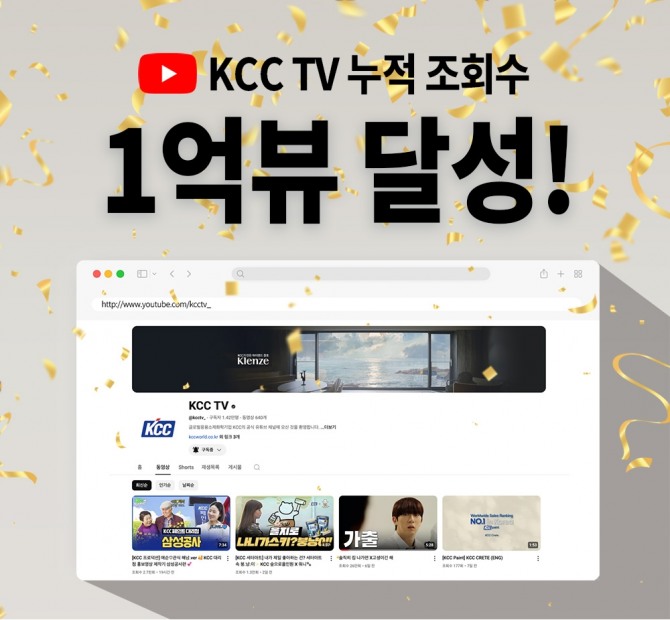 30일 KCC 공식 유튜브 채널 ‘KCC TV’가 누적 조회수 1억뷰를 돌파했다. 누적 조회수 1억뷰 돌파 이미지 컷. 사진=KCC
