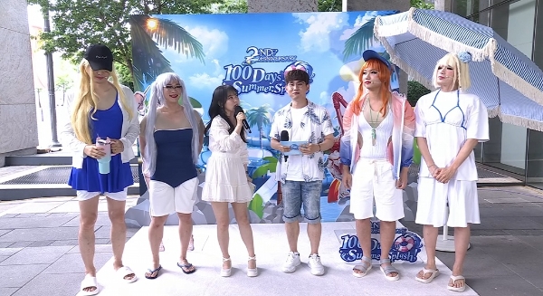왼쪽부터 김종호 네오위즈 사업실장, 서종원 브라운더스트2 스토리팀장, 레나·박동민 MC, 한성현 브라운더스트2 아트팀장, 이준희 브라운더스트2 PD. 사진=네오위즈