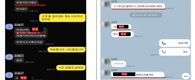 채무자에게 카카오톡으로 욕설 등 협박을 하는 사례  /사진=금융감독원