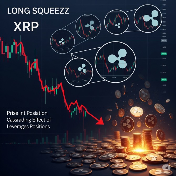 리플 XRP가 2달러선이 무너지며 롱 포지션 투자자들이 대규모로 청산당했다. 그래픽=구글 AI 제미나이 생성