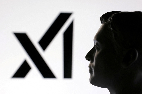  엘론 머스크의 3D 프린팅 미니어처 모델과 xAI 로고. 사진=로이터