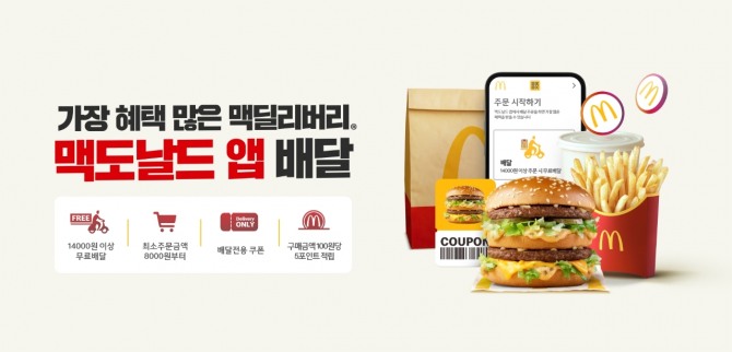 한국맥도날드가 ‘맥도날드 앱’ 주문 채널에 배달 주문을 포함시키며 고객 혜택 확대에 나서고 있다. 사진=한국맥도날드