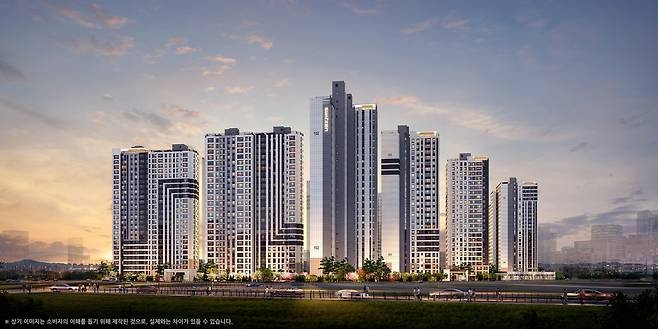 KCC건설은 경기도 김포시 고촌읍 향산리 일원에 들어설 오퍼스 한강 스위첸 견본주택을 개관하고 분양한다고 30일 밝혔다. 사진은 오퍼스 한강 스위첸 투시도. 사진=KCC건설