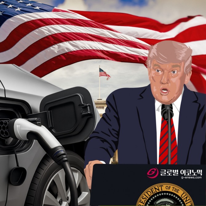 국내 타이어업계가 트럼프발 전기차 보조금 폐지 움직임에 긴장하고 있다. 그래픽=나연진 기자