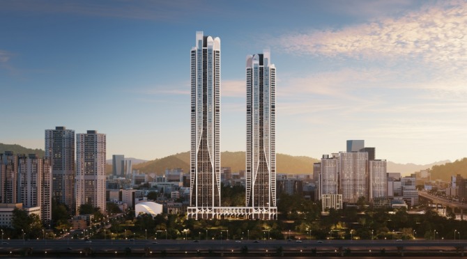 대우건설은 부산광역시 동구에 짓는 블랑 써밋 74 아파트의 998세대가 지난 8일 모두 분양됐다고 11일 밝혔다. 블랑 써밋 74 투시도. 사진=대우건설
