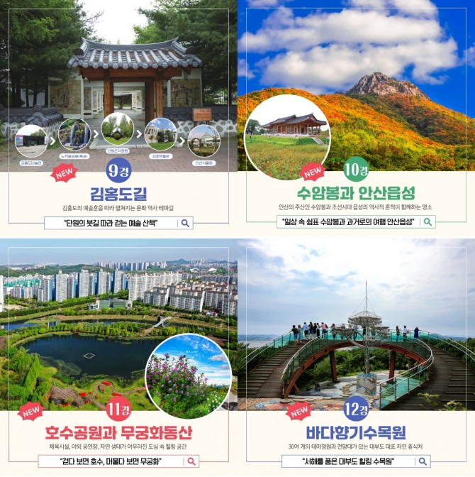 안산12경으로 추가 선정된 안산의 관광 명소 4곳. 사진=안산시