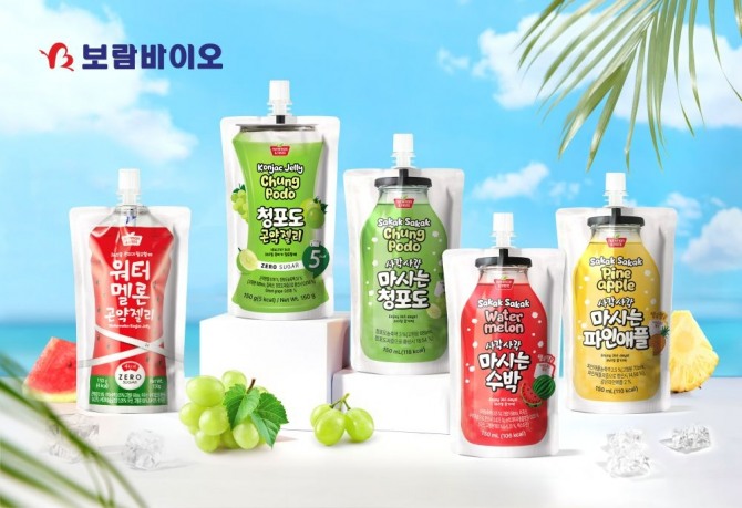 보람바이오의 ‘사각사각 마시는’, ‘곤약젤리’ 음료 5종. 사진=보람그룹