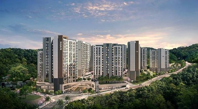 지난 8~9일 실시된 대전 문화공원 수자인 1·2순위 청약은 504가구 모집에 64명만 신청해 미달로 끝났다. 대전 문화공원 수자인 투시도. 사진=BS한양