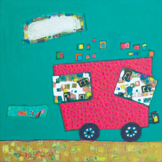 빛의 기억-나들이, 31.8 cmx31.8cm(6호), Acrylic on canvas, 2025