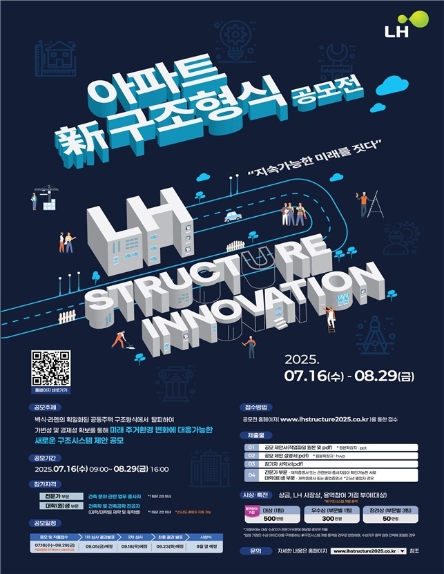한국토지주택공사(LH)는 16일부터 지속가능한 미래 주거모델 개발을 위한 ‘아파트 신(新) 구조형식 공모전’을 개최한다. 이미지=LH