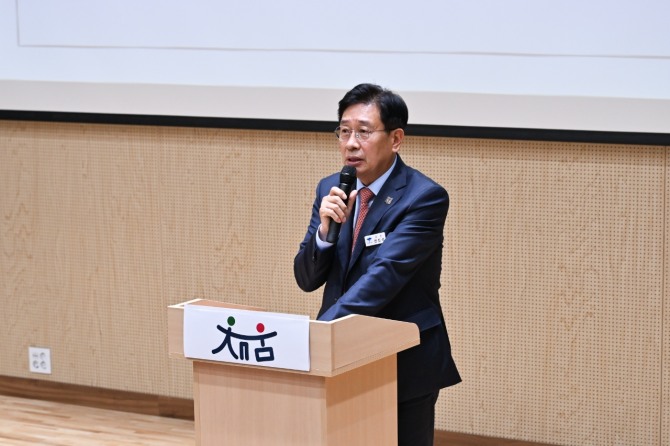 전진선 양평군수가 채움지역 사업 최종보고회에서 발언하고 있다. 사진=양평군