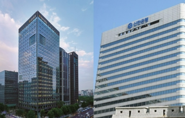 왼쪽부터 서울 여의도 KB금융그룹 본점과 서울 중구 신한금융 본점 전경. 사진=각 사