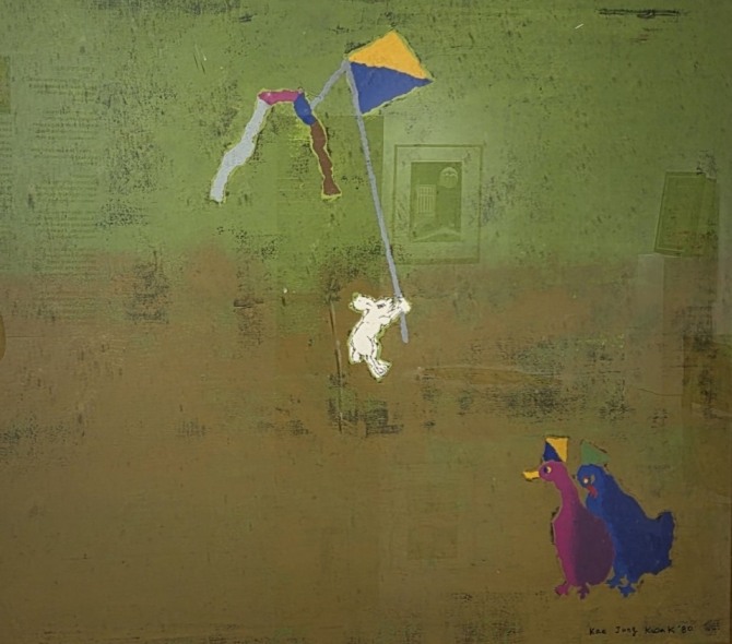 연날리는 토끼, 판화, oil on canvas