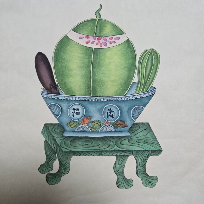 소과도(수박, 초록탁자)