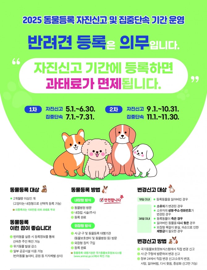 인천 계양구 ‘2025년 제2차 동물등록 자진신고기간’ 안내 포스터.  사진=계양구