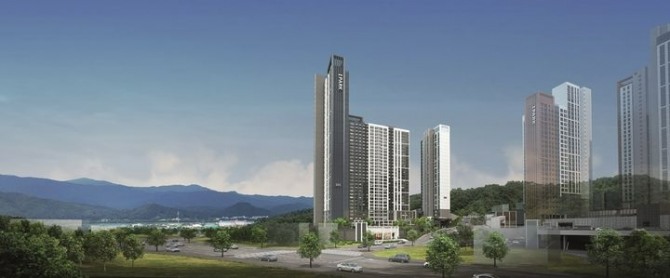 HDC현대산업개발은 29일 춘천 레이크시티 2차 아이파크 견본주택을 열고 분양을 시작한다고 밝혔다. 춘천 레이크시티 2차 아이파크 투시도. 사진=HDC현대산업개발