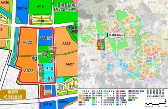 사업개요(토지이용계획도)와 사업위치도.  자료=인천시