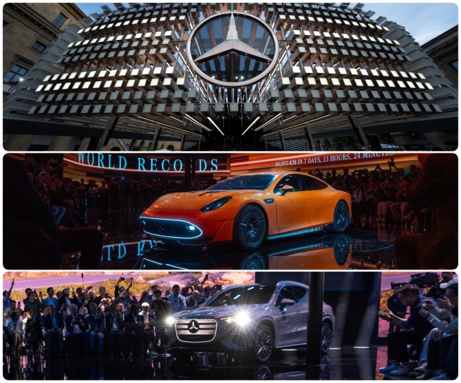 (위부터) 메르세데스-벤츠 쇼케이스, AMG GT XX 콘셉트, GLC with EQ Technology 사진=메르세데스-벤츠
