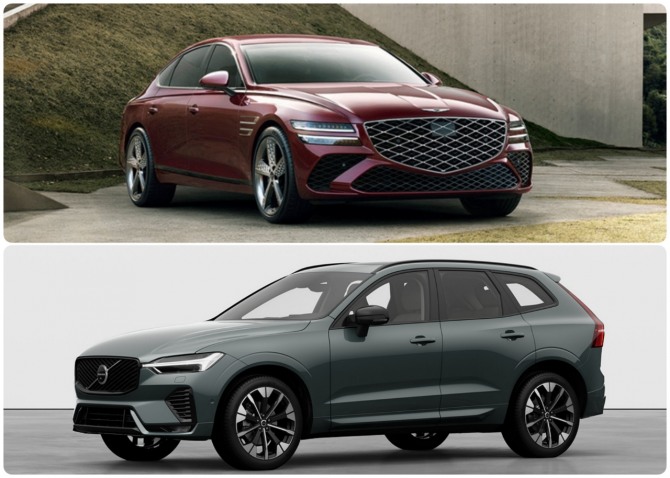 (위) 제네시스 G80, (아래) 볼보 XC60 사진=각사