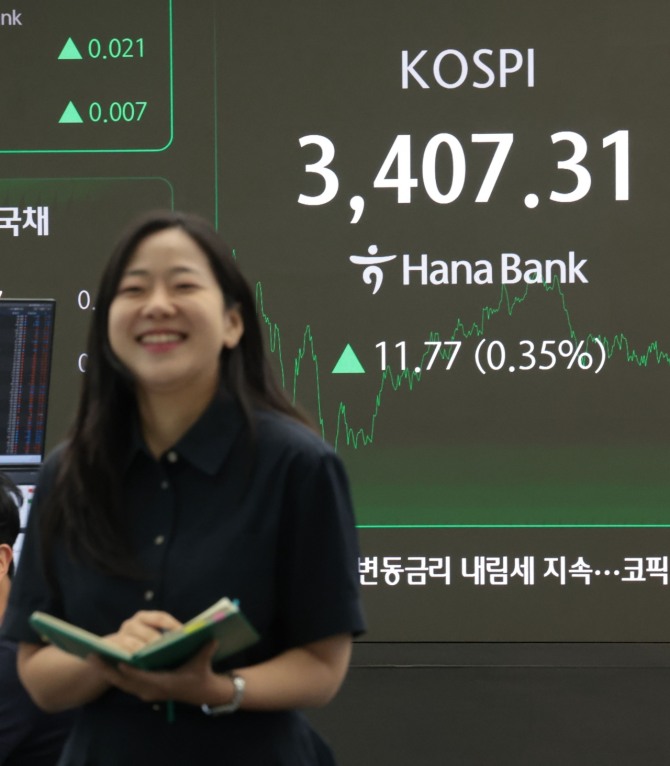 15일 서울 중구 하나은행 딜링룸 현황판에 코스피 지수 등이 표시되고 있다. 사진=연합뉴스