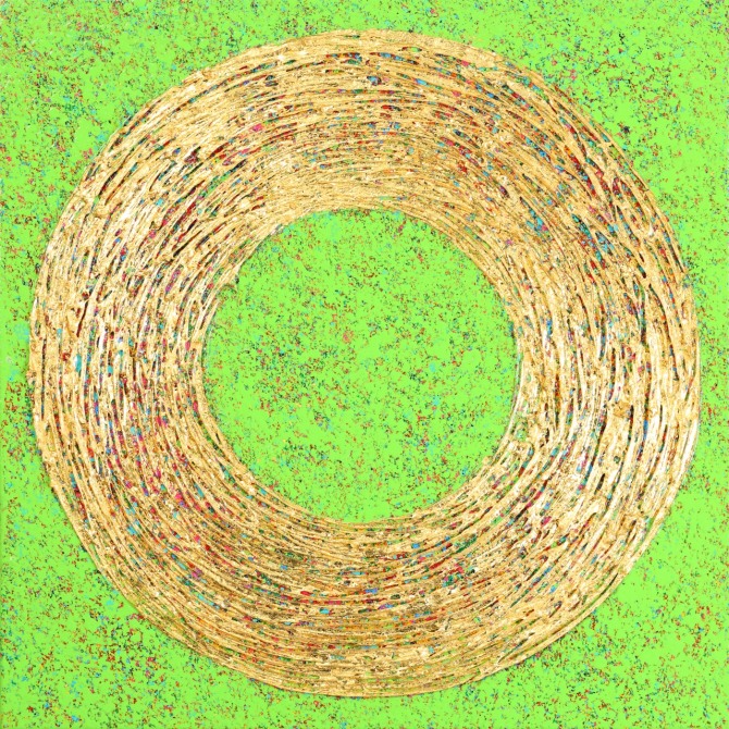 Light meets light, Mixed media & 24K Pure gold leaf, 45x45cm, 2024