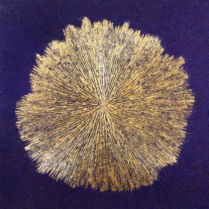 Power of the light, Mixed media & 24K Pure gold leaf, 130.3x130.3cm, 2022