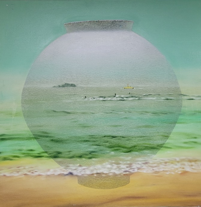 Mind Vessel 116.7×91.0cm Mixed media on canvas, 2019