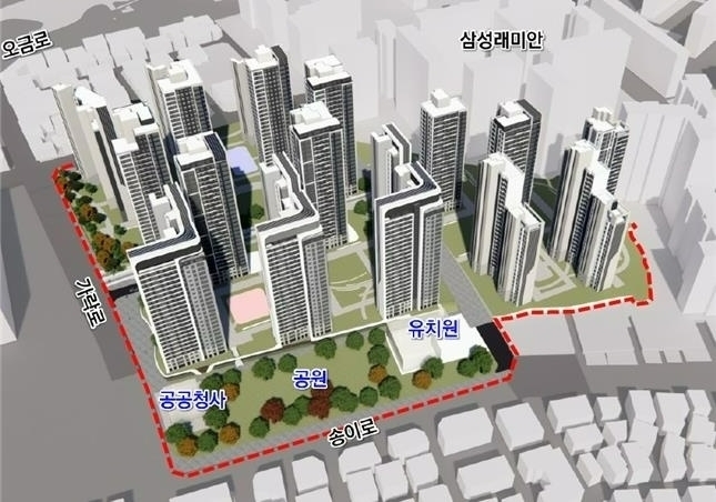 송파한양2차 아파트 재건축 조합은 지난 14일 대의원회를 열고 1차 시공사 입찰을 유찰로 의결하고 재입찰을 진행하기로 결정했다고 15일 밝혔다. 조합은 조만간 재입찰 공고를 낼 예정이다. 송파한양2차 아파트 재건축사업 조감도. 사진=송파한양2차 재건축 조합
