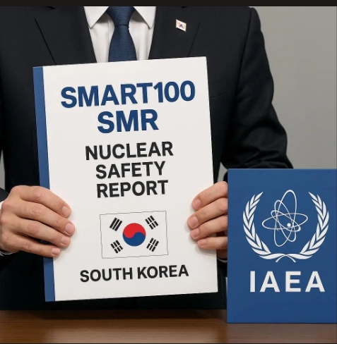 한국이 개발한 소형모듈원전(SMR) 'SMART100'이 세계 최초로 국제원자력기구(IAEA)에 안전조치 기술보고서를 제출하면서 세계 SMR 표준모델로 떠오르고 있다. 이미지=GPT4o