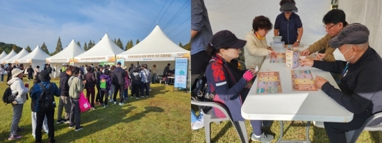 제3회 인천사랑걷기대회 행사에서 분리배출 환경교육과 퀴즈 참여 모습.  사진=인천환경공단